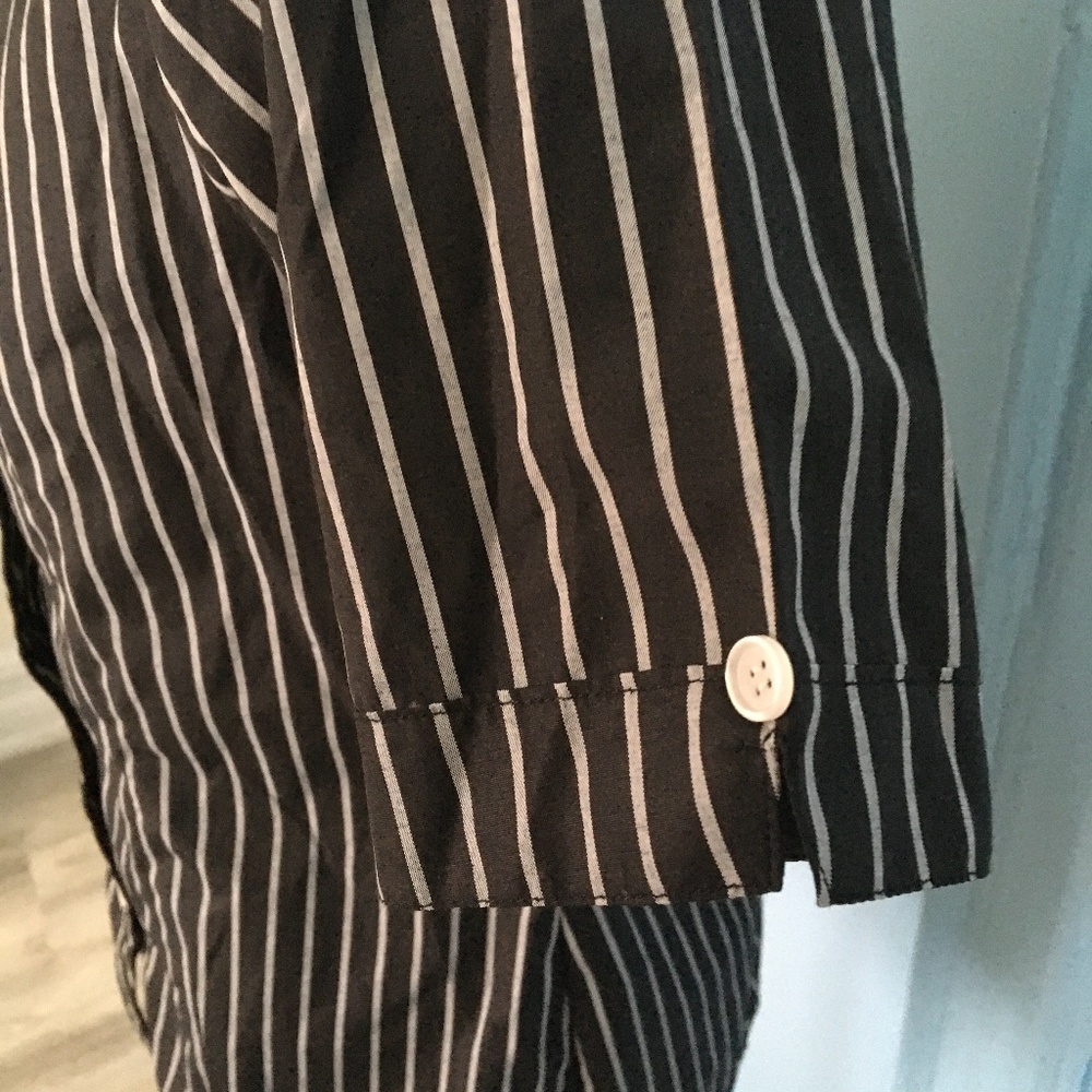 Vertical Stripped Button Down Shirt (3 Finger Col… - image 3